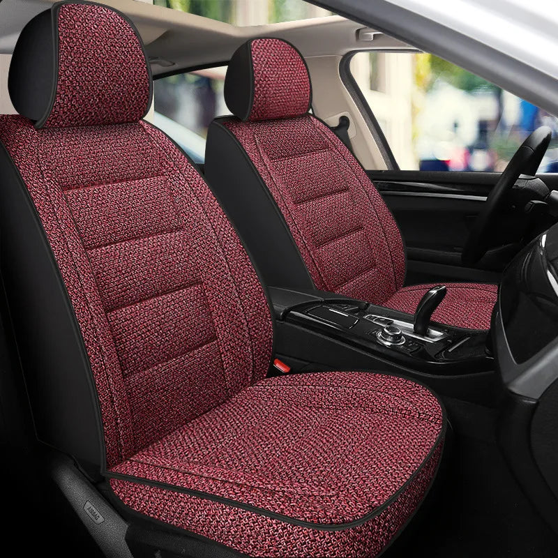 Four Season Universal Car Seat Cover Linen Fabric Front Single Seat Cushion Auto Suv Truck Van All-inclusive Protector Cover
