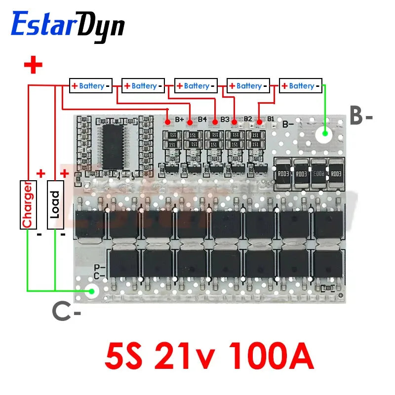 3s/4s/5s Bms 12v 16.8v 21v 3.7v 100a Li-ion Lmo Ternary Lithium Battery Protection Circuit Board Li-polymer Balance Charging