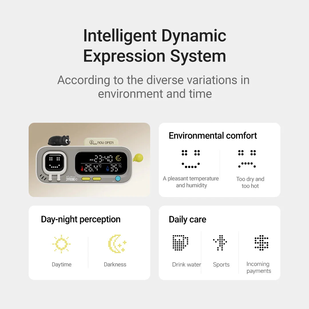 DUKA MOODA Smart Desktop Temperature and Humidity Clock Electric Digital Home Temperature and Humidity Meter Smart Fun Reminder
