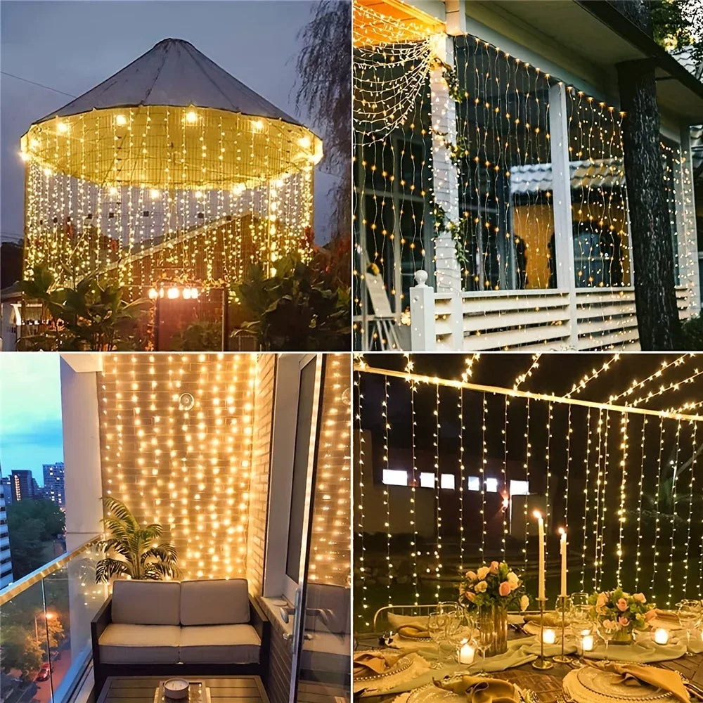 Fairy Curtain Lights for Bedroom Christmas String Lights USB 8 Modes Hanging Twinkle Remote Control for Wedding Party Xmas Decor