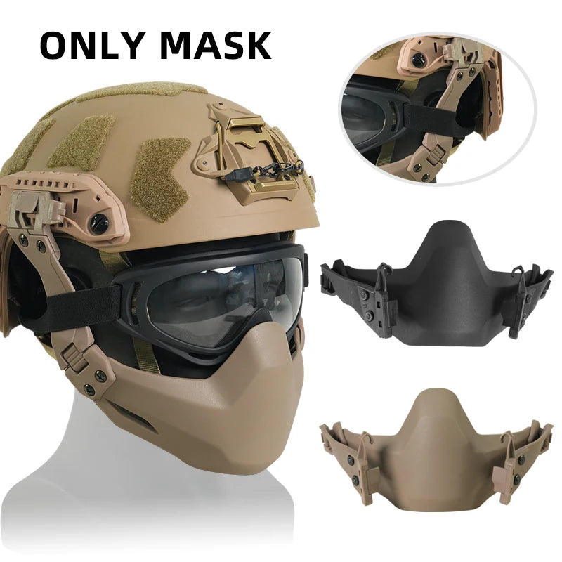 BOOIU Tactical Fast Helmet Half Mask Hunting Military Cs Game Live Paintball Shooting Helmet Mask Helmet Accessories Equipment
