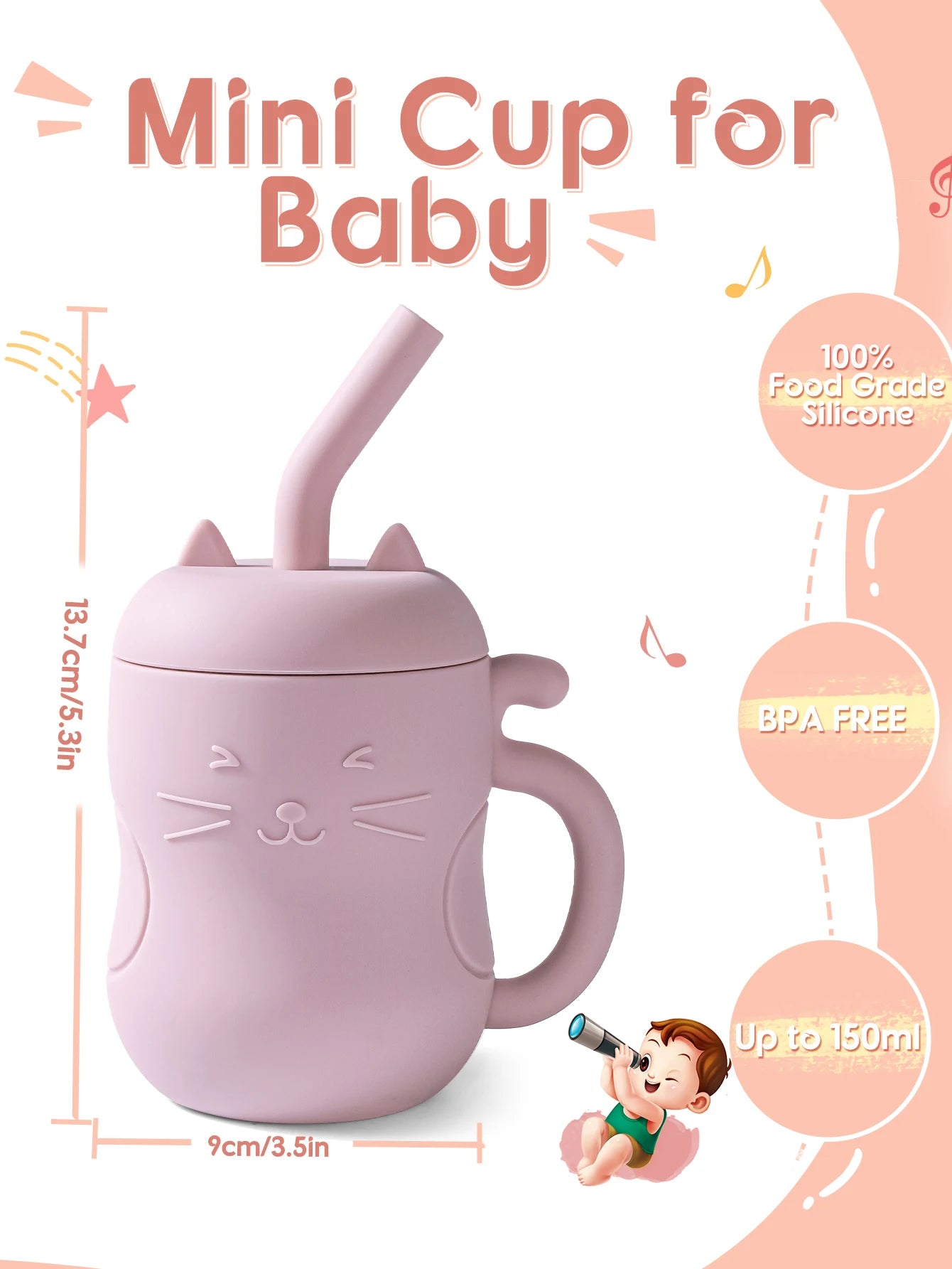 1pcs Baby Silicone Straw Cup BPA Free Portable Storage Snack Container Feeding Cup Kids Leakproof Learning Drink Cup