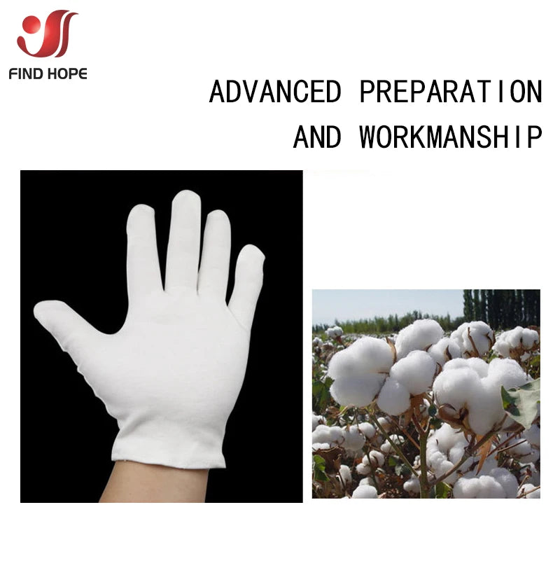 6 Pairs New Full Finger Men Women Etiquette Disposable White Cotton Gloves Waiters/Drivers/Jewelry/Workers Mittens Sweat Glove