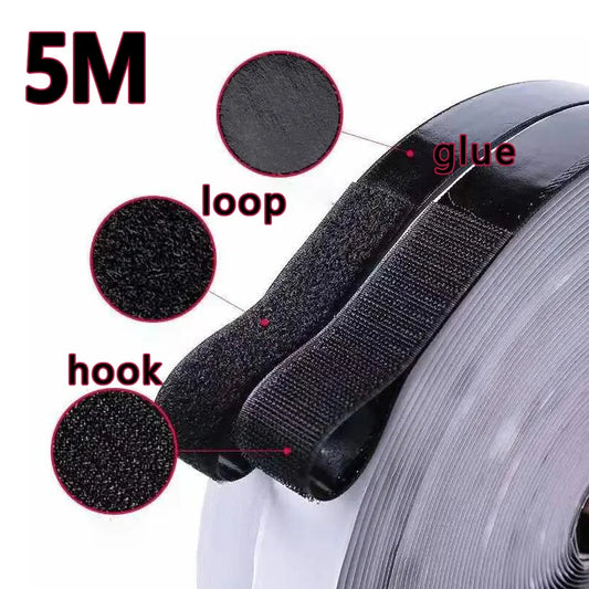 5M Strong Self-adhesive Hook and Loop Fastener Tape Magic Nylon Sticker Straps with Glue for DIY Craft Accessories 20/25/30/50mm