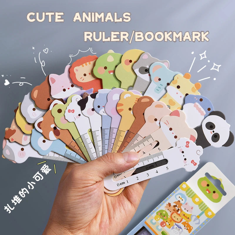 30Pcs Cute Animal Cartoon Bookmarks Set with Reading Ruler Fun Book Accessories for Kids Students School Office Gifts
