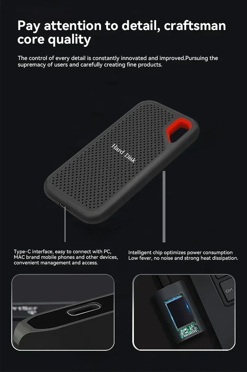 Portable SSD 128TB High-quality Hard Drive 1TB/2TB Original Hard Disk USB 3.1 High Speed Storage Device for Laptop/PC/Phone/Mac