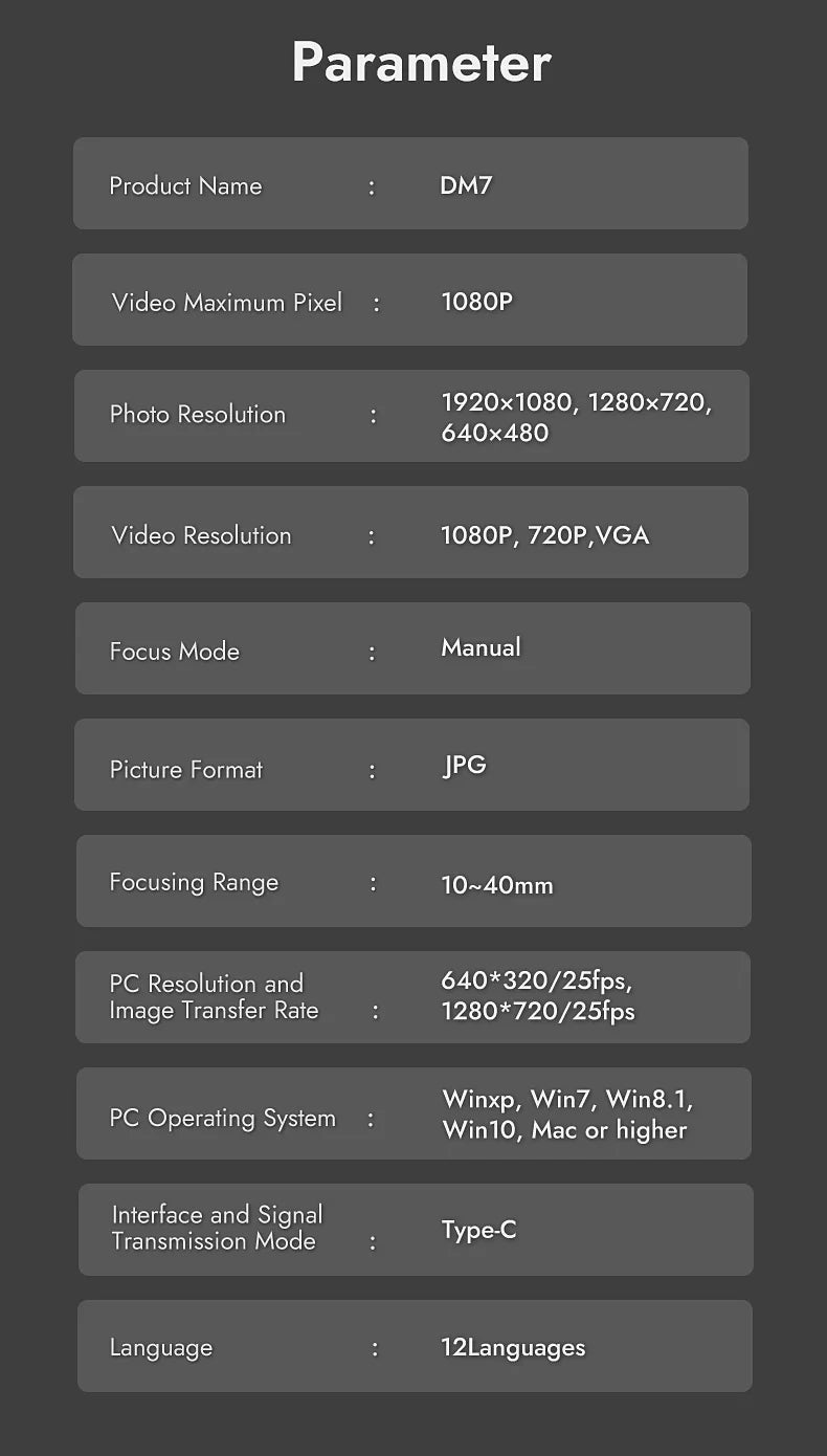 RIEVBCAU DM7 4.3'' Digital Microscope 1000X Coin Microscope 1080P Video Microscope for Adult Soldering With 8 LEDs Dropshipping
