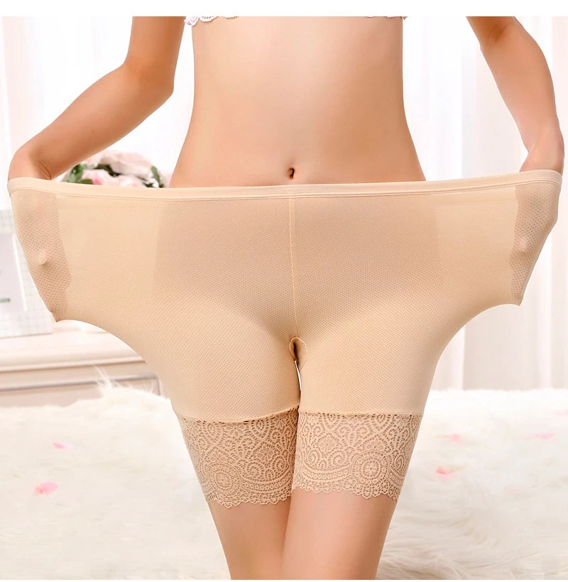 Plus Size Safety Shorts Women Summer Seamless Sexy Lace Anti Chafing Underskirt Boxers Female High Waist Underwear Panties 110KG