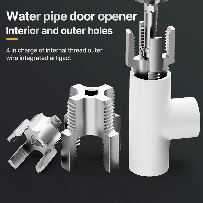 HUHAO PPR/PVC Water Pipe Thread Opener Hand Tools Internal Thread External Thread Integrated Tapping Tool Thread Drill Bit