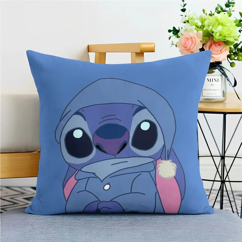 Stitch pillowcase cute cartoon anime peripheralsBedroom Sofa Decorative Cushion Cover With Zipper Soft Cushion Cover