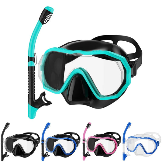 Anti-Fog Swimming Diving Goggles Underwater Snorkeling Snorkel Mask Water Sports Set HD Glass 180° View M2