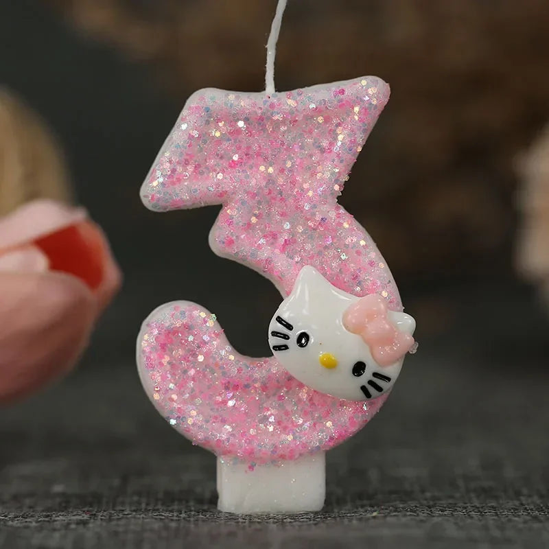 Kawaii Hello Kitty Number Birthday Candle Sanrio Kitty Cat Digital Candles Birthday Cake Decoration Anniversary Party Candles