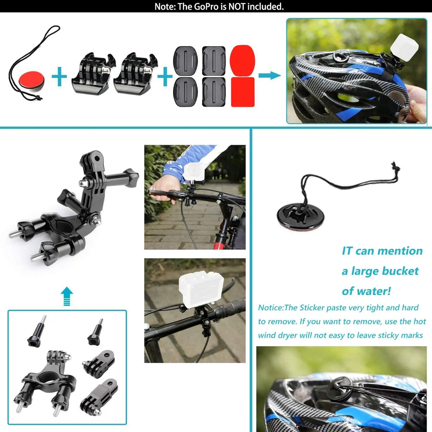 Action Camera Accessories Set For Gopro Hero13 12 11 10For Xiaomi Yi Insta360 X4 X3 Case Kit Strap Mount Selfie Stick Motorcycle
