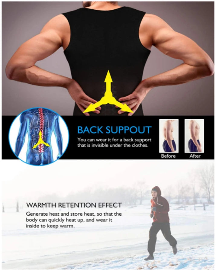 Men Slimming Vest Sauna Sweat Vest Body Shaper Neoprene Tank Top Abdomen Control Waist Trainer Fat Burning Shapewear