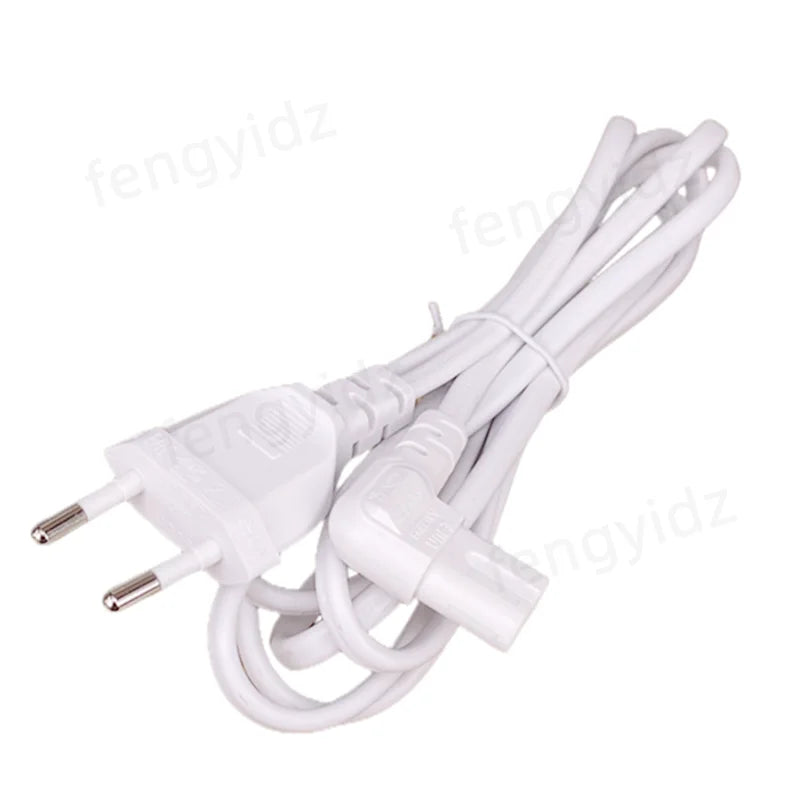 White EU Euporean 2 Prong Plug to IEC320 C7 Figure 8 Angle Adapter Power Extension Cable Cord for Samsung Philips Sony LED TV
