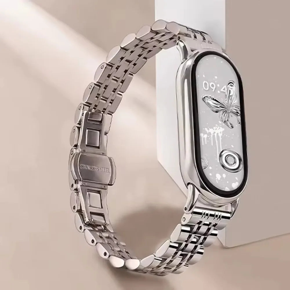 Metal Strap for Xiaomi Mi Band 10 9 8 Smartwatch Stainless Steel Comfortable Band for Miband 10 9 8 Replacement Bracelet Correa