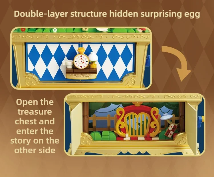 Fairytale Music Box Treasure Chest Fairy Tale Scene Model Bricks Set With Mini Figure Doll Desktop Deco Kids DIY Toys Girl Gifts