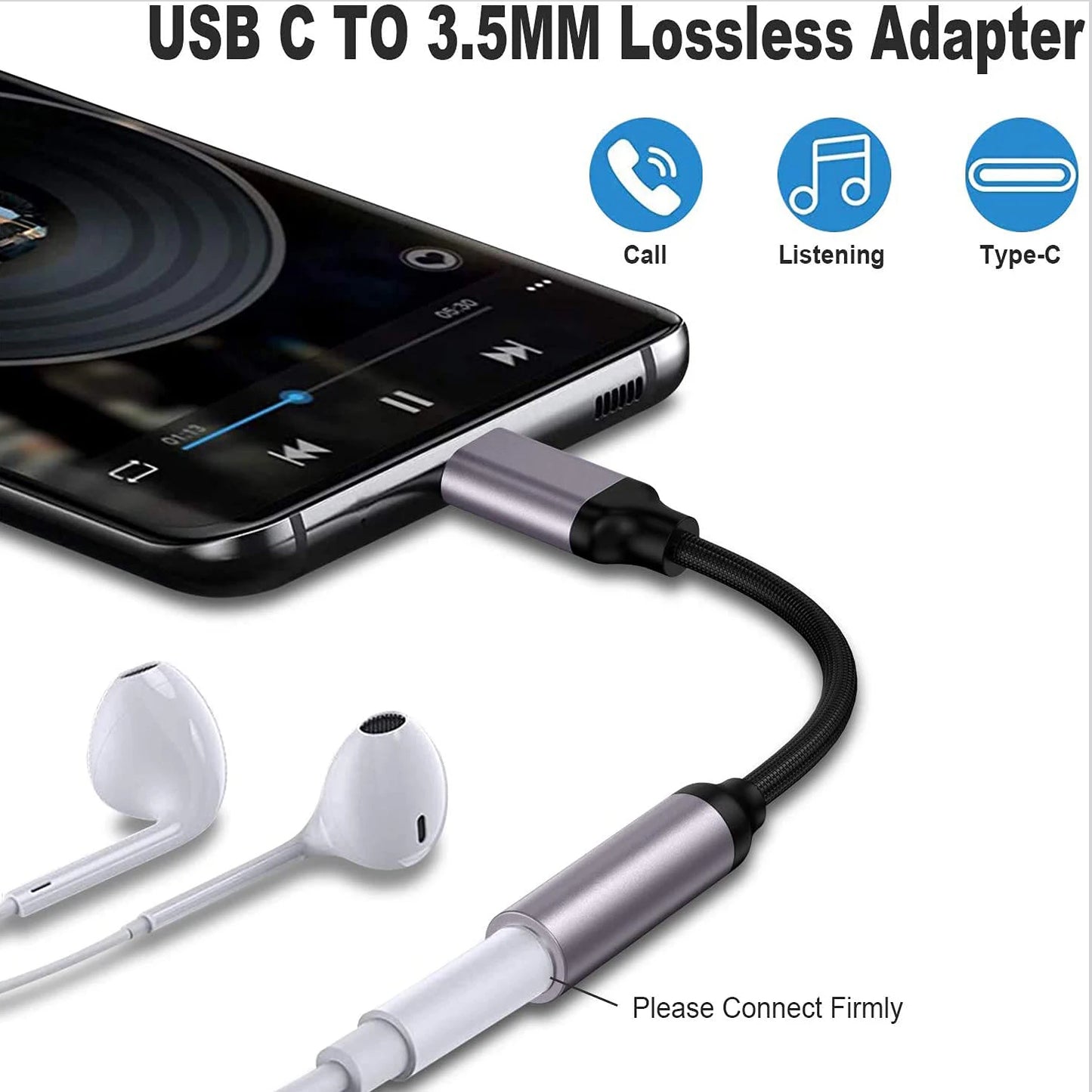 Type-C To 3.5mm Earphone Jack Adapter For Mobile Phone Aux Audio Adapter Compatible With iPhone Samsung Xiaomi