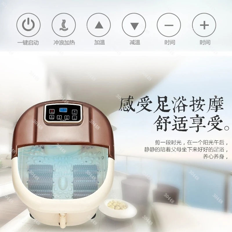 Electric Foot Spa Full-Automatic Massage Home Surfing Foot Bath Vibration Soaking Heater Foot Therapy Machine