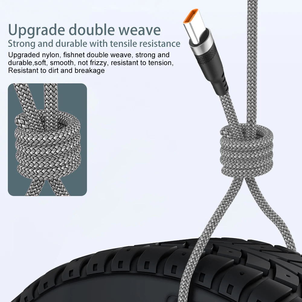 USB C 6A Super Fast Charge Cable for Huawei 8m 5m 3m 2m 1m USB TYPE-C Equipment Cable for Samsung Xiaomi OPPO OnePlus VR Camera