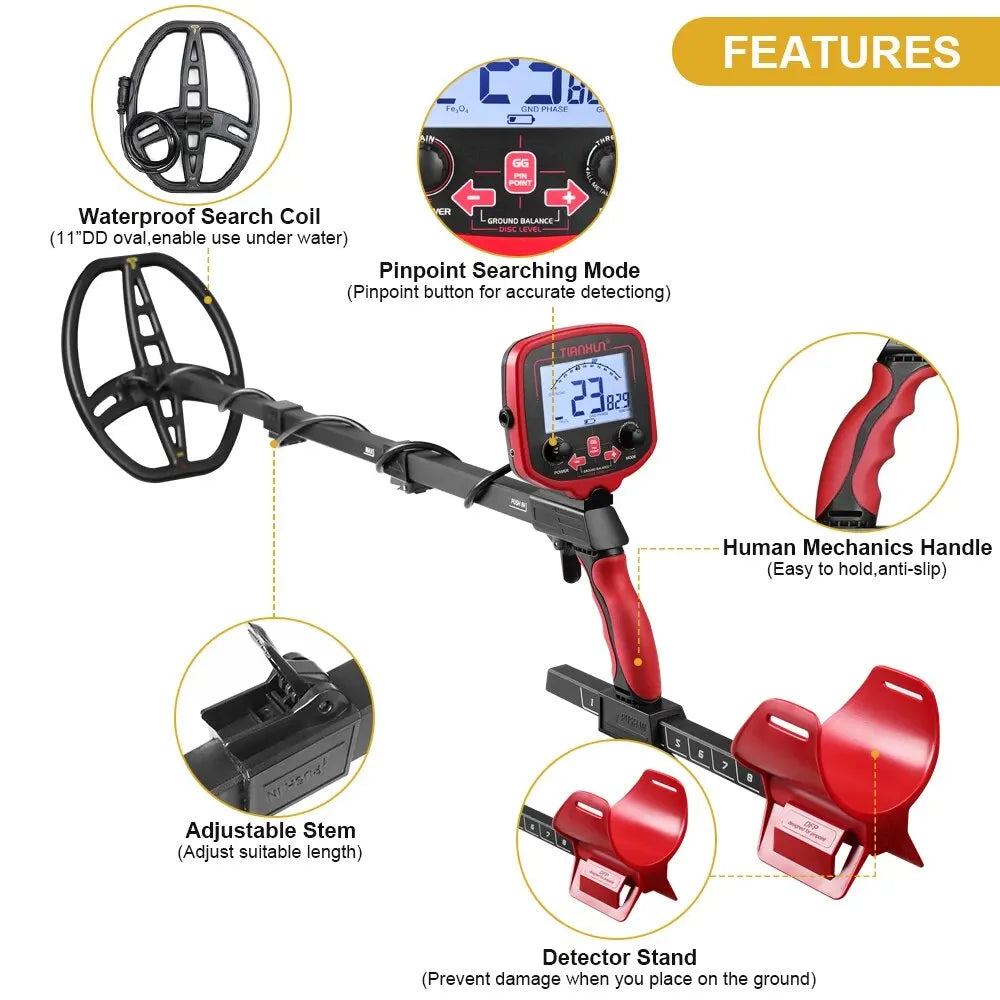 Metal Detector TX-850L Gold Metal Detector High Performance Underground Metal Detector Finder Treasure Hunter Gold Prospector