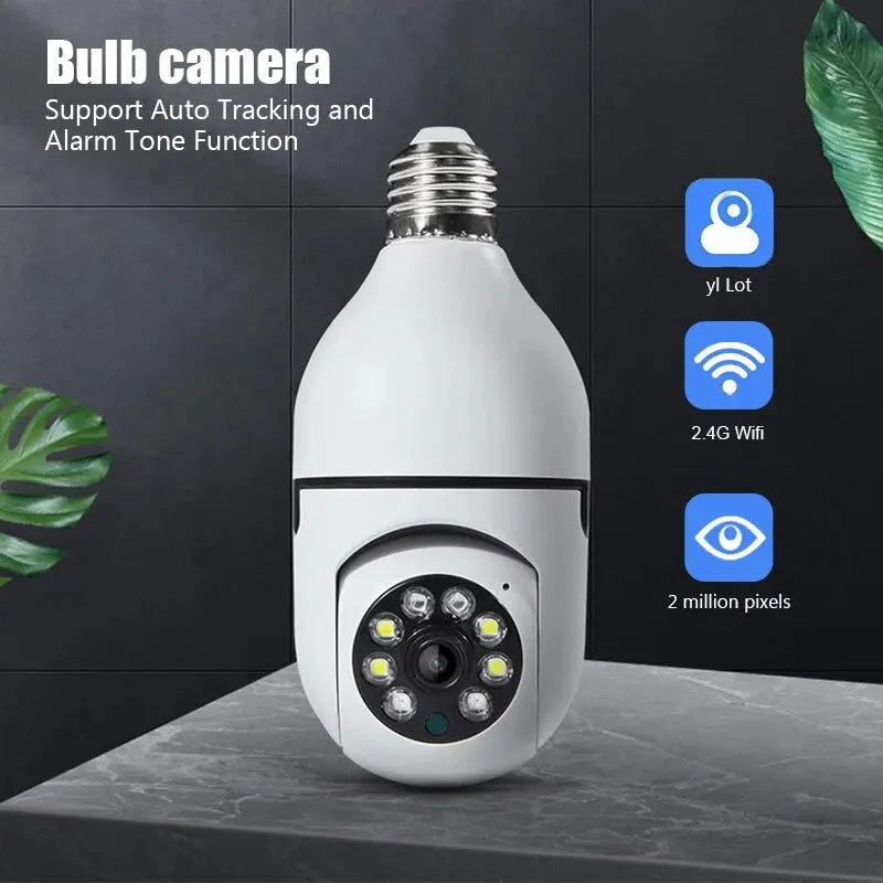 2MP Bulb E27 Wifi Surveillance Camera Full Color Night Vision Automatic Human Tracking Zoom Indoor Security Monitor Wifi Camera