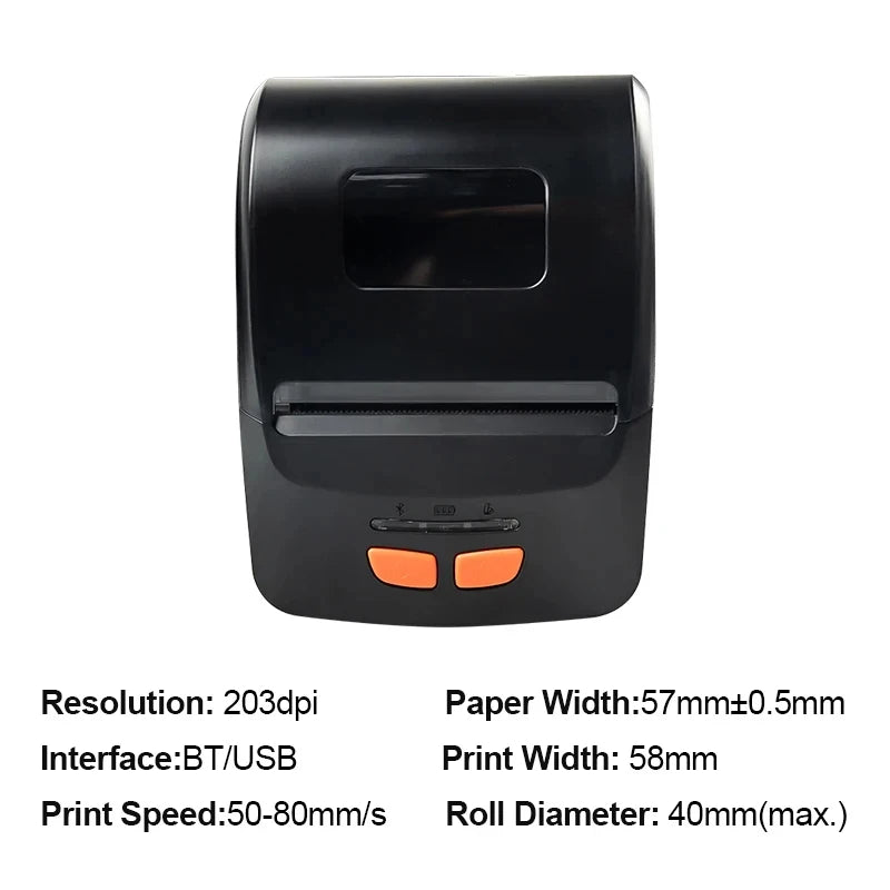 58mm Mini Portable Mobile Bill Ticket Thermal Receipt Printer Bluetooth USB Printer For Android IOS Windows Pocket Bill Makers