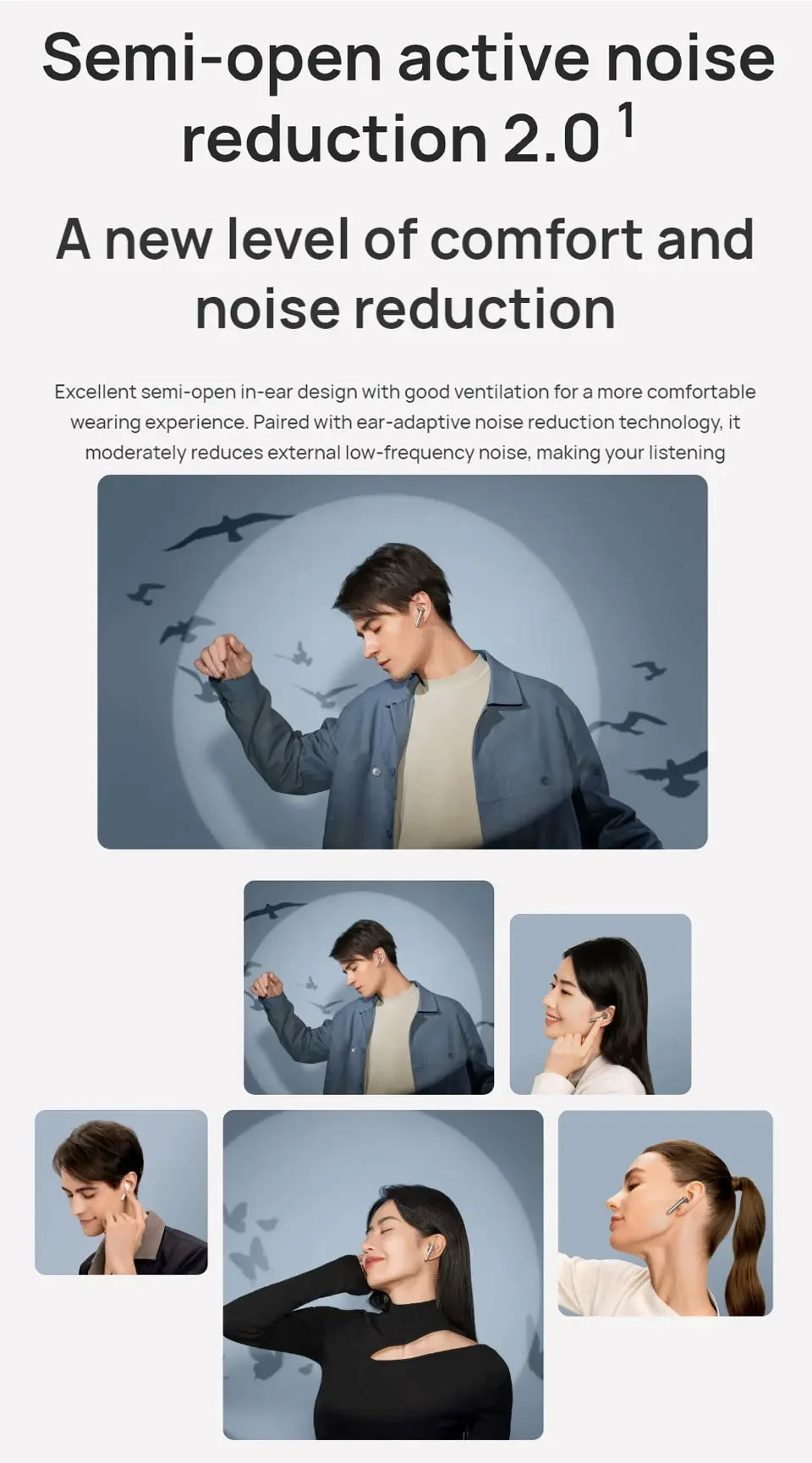 2024 Original Huawei FreeBuds 4E Earphones Bluetooth 5.2 True Wireless Headphone Open-fit Active Noise Cancellation 2.0 Earbuds