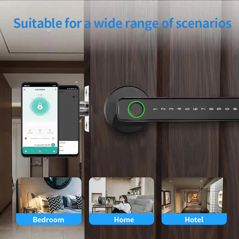RYNX Tuya Smart Fingerprint Lock Financial level Electronic Indoor Lock Password/Key/Tuya APP/Bluetooth Unlock Bathroom Bedroom