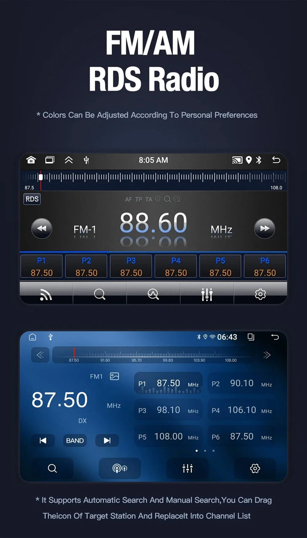 Junuse 7" Wireless Android Auto Carplay For Fiat 500 2007~2015 Android 13 Carplay GPS Navigation Multimedia Player White Black