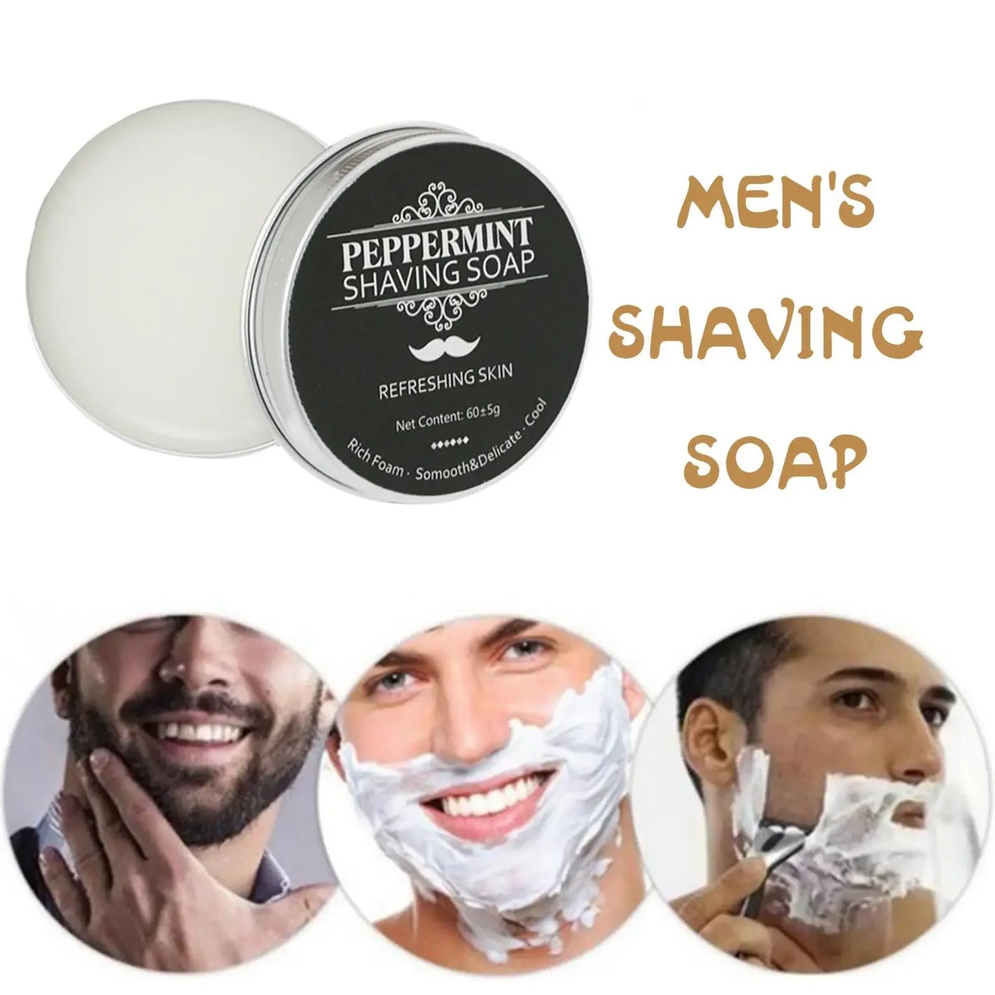 Hand Made Smooth Texture Mens Beard Shaving Soap Dense Bar Keep The Face Fresh and Clean Organic Foam Shaving Cream for Men