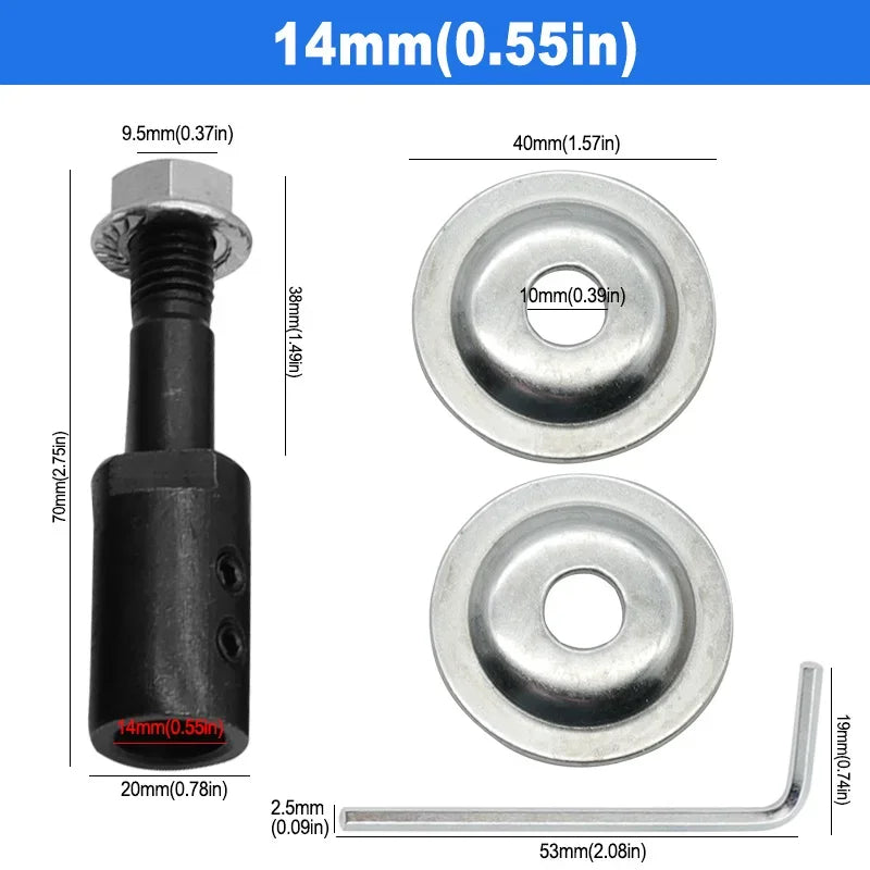 10mm Spindle Adapter for Grinding Polishing 5mm/6mm/8mm/10mm/12mm/14mm/16mm Shaft Motor Bench Grinder