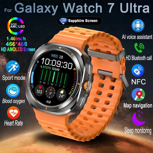 Galaxy Watch 7 Ultra GPS Tracking Smart Watch Men Amoled Screen Heart Rate Bluetooth Call NFC Sports Smart Watch For Android IOS