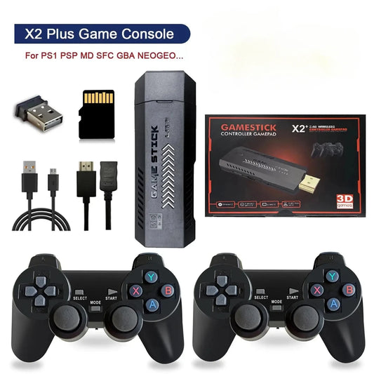 X2 Plus Game 3D HD Retro TV Video Game Console Wireless Controller Mini Emulator for Kids Gifts Classic Arcade for PSP PS1