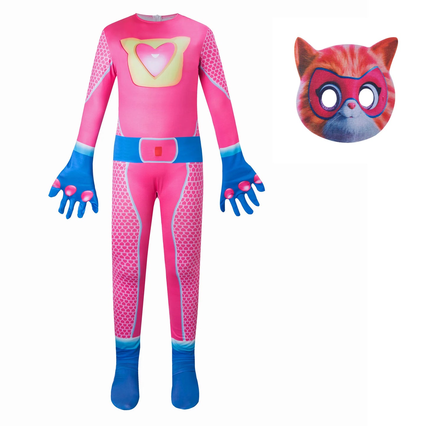 SuperKitties jumpsuit, tight fitting Halloween costume, stage performance costume, super cat role-playing costume, performance