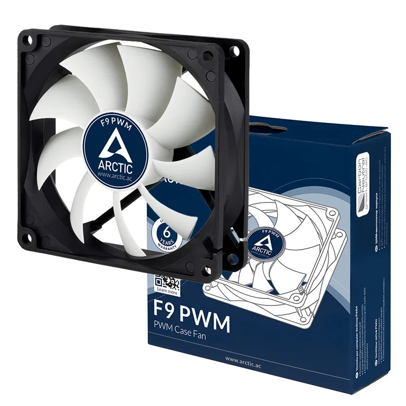 ARCTIC F9 PWM - 92 mm PWM Case Fan, PWM-Signal regulates Fan Speed, Very Quiet Motor, Computer, Fan Speed: 150-1800 RPM