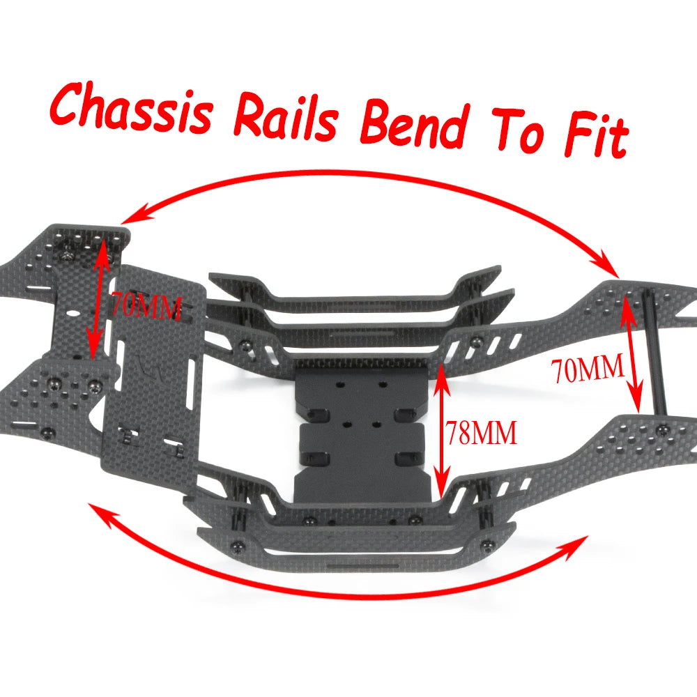 Carbon Fiber LCG Chassis Kit Cheater Rigs Frame with Delrin Skid for 1/10 RC Car Crawler SCX10 II Element Enduro Comp Builds