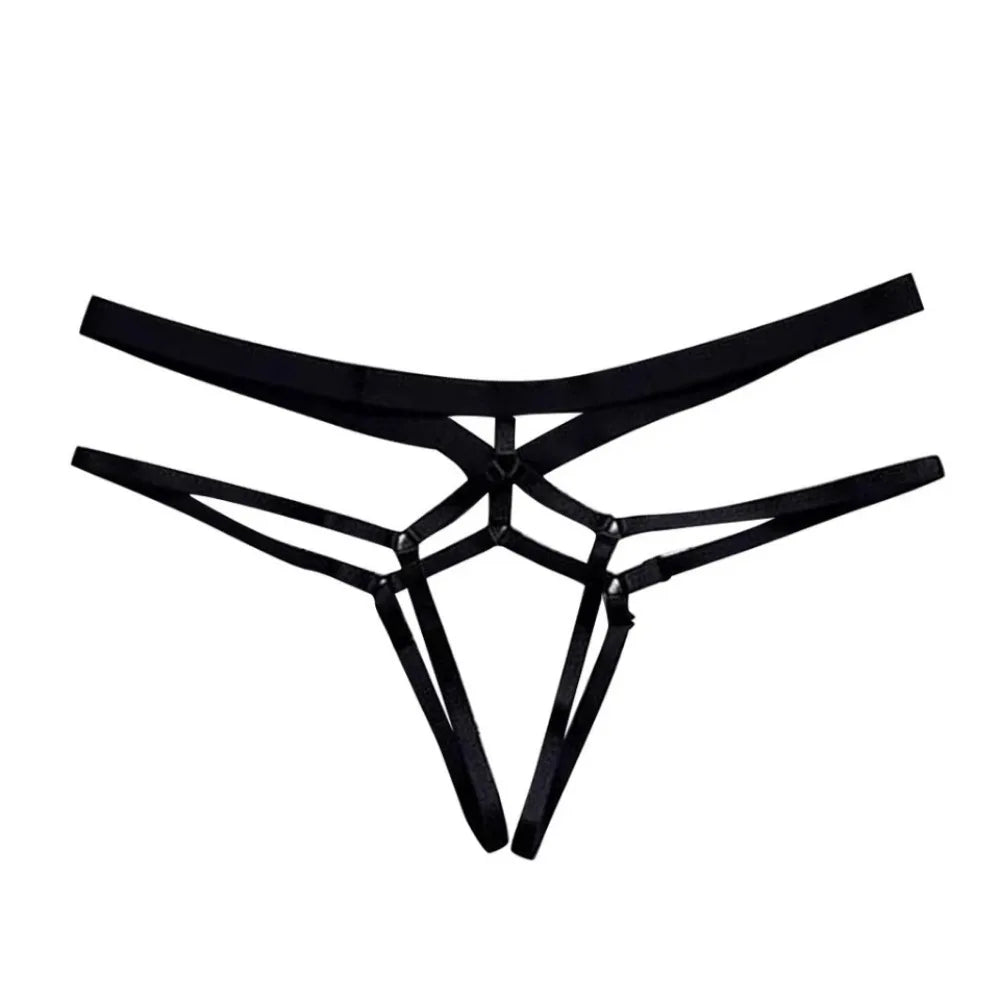 Sexy Open Crotch Panties Erotic Lingerie Women Hollow Bandage Briefs Crotchless Female Thong For Sex Transparent Underwear Porno