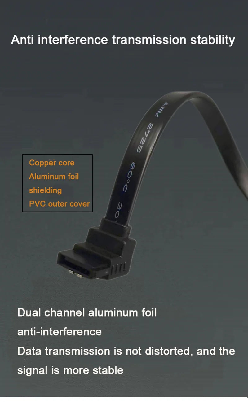 High speed SATA 3.0 hard drive data cable, solid-state, serial data cable, flexible SATA, fast transfer, 39cm