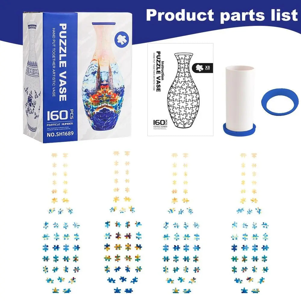 160 Curved Plastic Puzzle 3D Puzzlef Flower Vase Flower Arrangements DIY Arts 3D Art Puzzle Vase Housewarming Gift Puzzle Kit