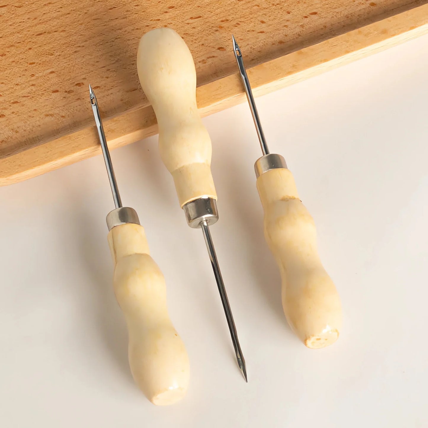 1PC/8PCS Awl Pricker Hole Maker Tool Punch Sewing Stitching Leather Craft Wooden Handle