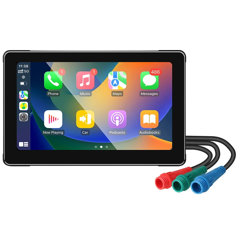 Srnubi 7 inch Portable Motorcycle DVR LCD Display GPS IPX7 Waterproof For Wireless Apple CarPlay Android Auto Airplay Monitor