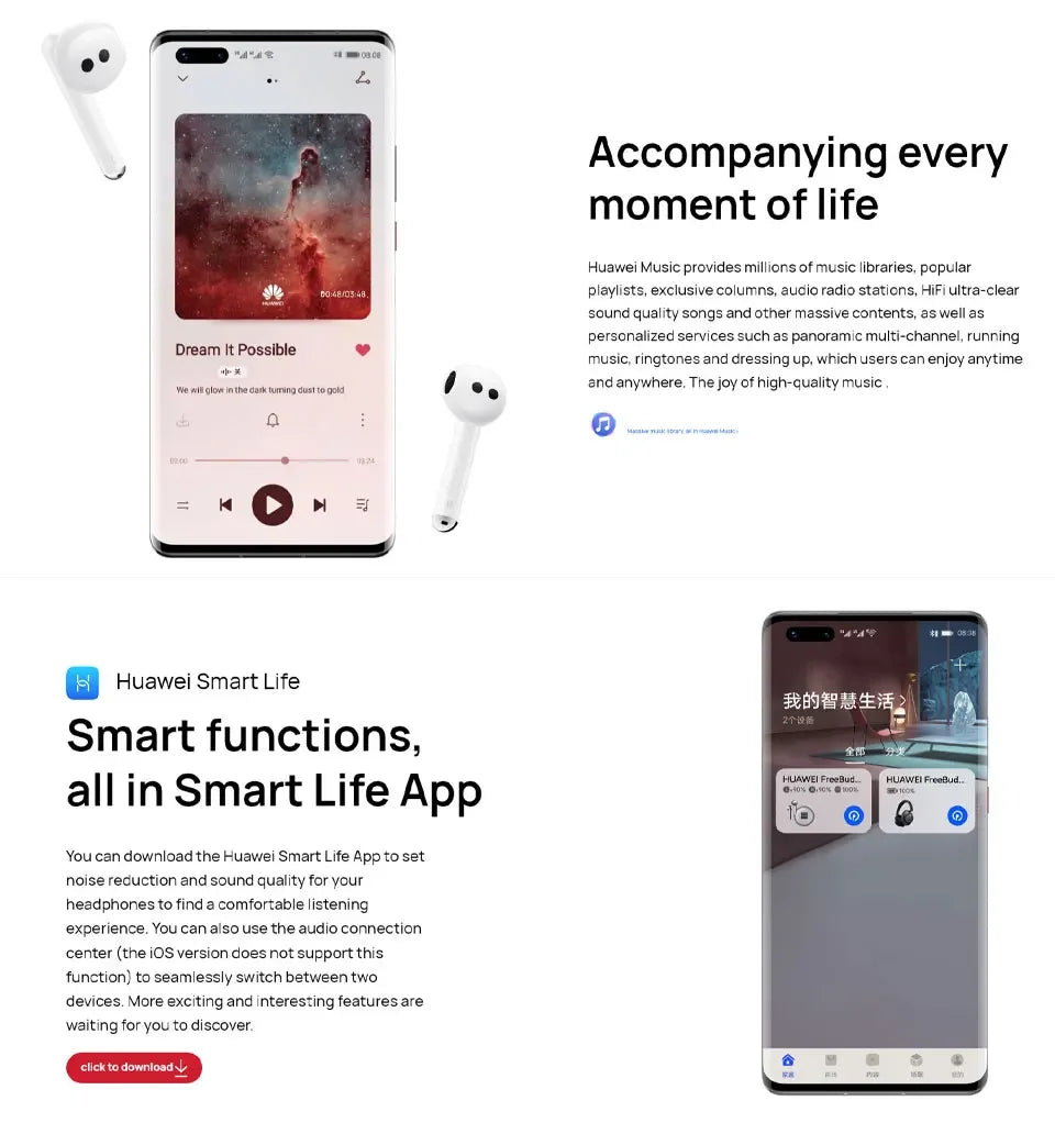 2024 Original Huawei FreeBuds 4E Earphones Bluetooth 5.2 True Wireless Headphone Open-fit Active Noise Cancellation 2.0 Earbuds