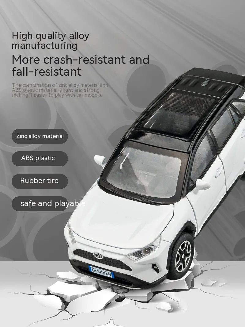 1:32 Diecast RAV4 Car Model - Lights, Sound, Steering! Perfect Kids' Birthday Gift.Off-Road Tundra Truck Toys Ideal for Kids