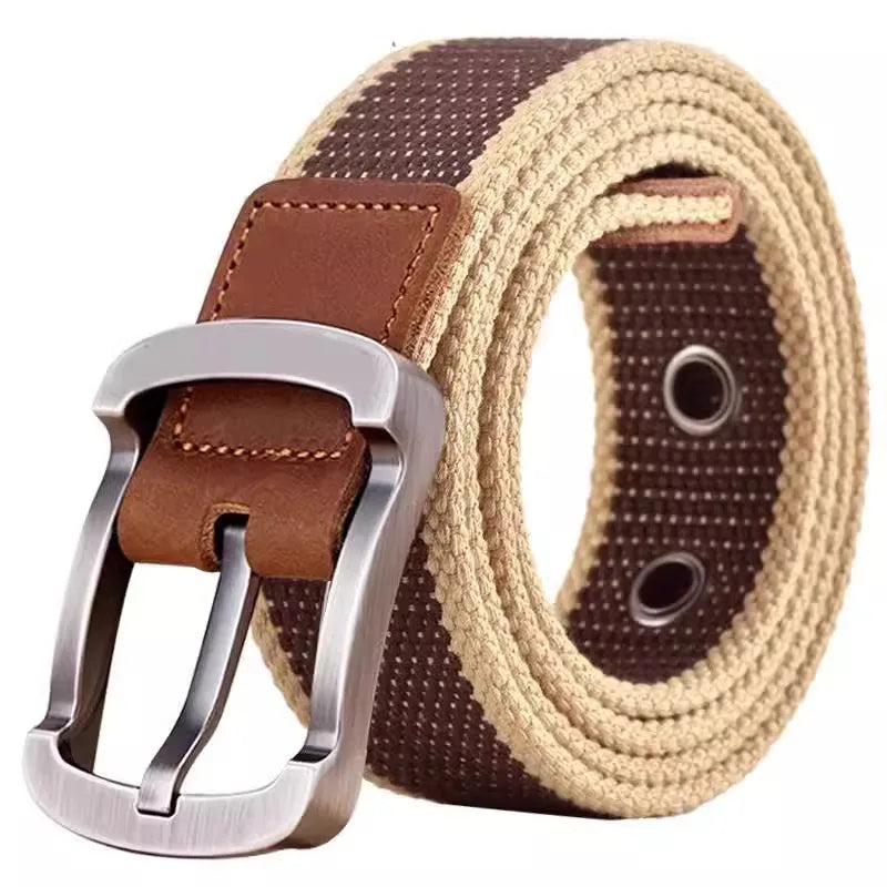 Fashionable and Trendy Canvas Belt Men's and Women's Belt Casual Belt Student Youth Cargo Pants Needle Buckle Wide Neutral Belts