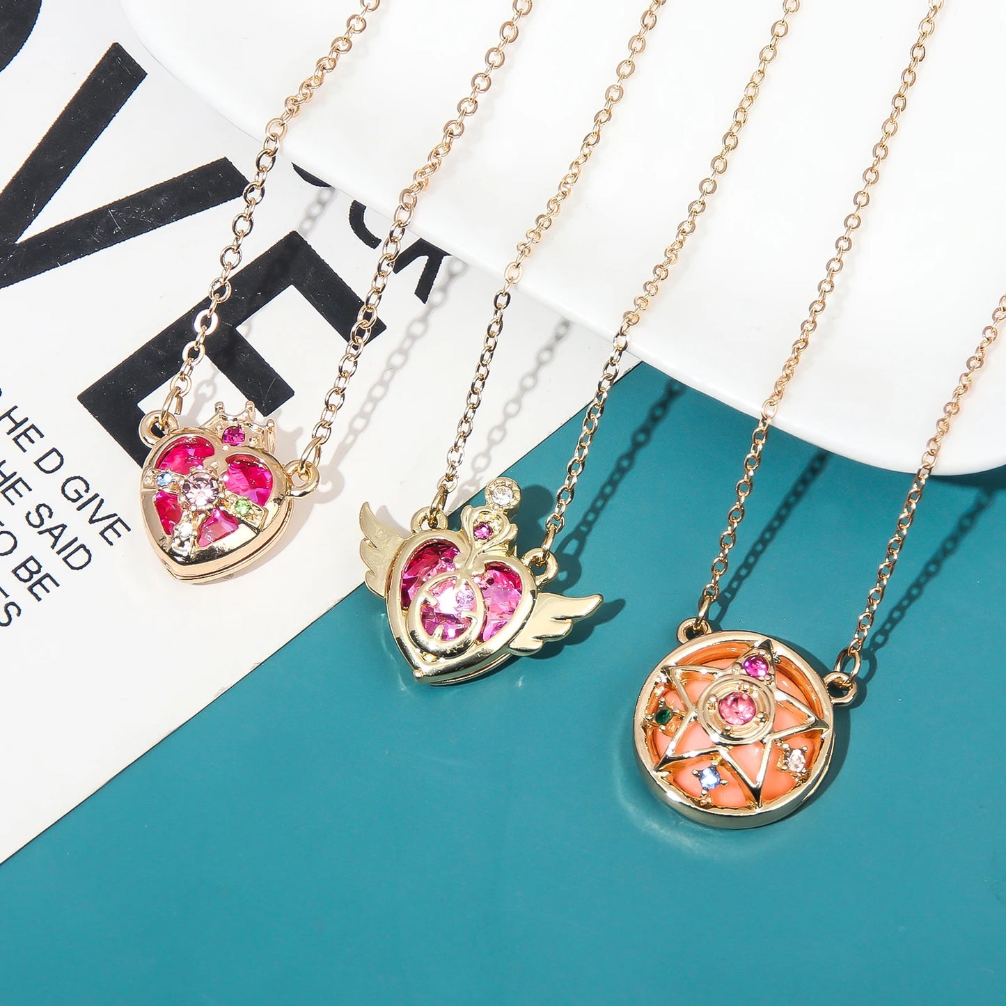 Anime Sailor Moon Necklace Love Wings Magic Stick Pendant Necklace Girl Jewelry Gift Cosplay Prop Choker