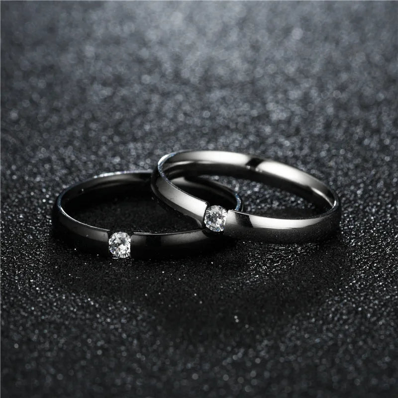 Stainless Steel Ring for Women Men Inlay Cubic Zirconia Stone Wedding Engagement Ring Trendy Female Jewelry Rings Wholesale