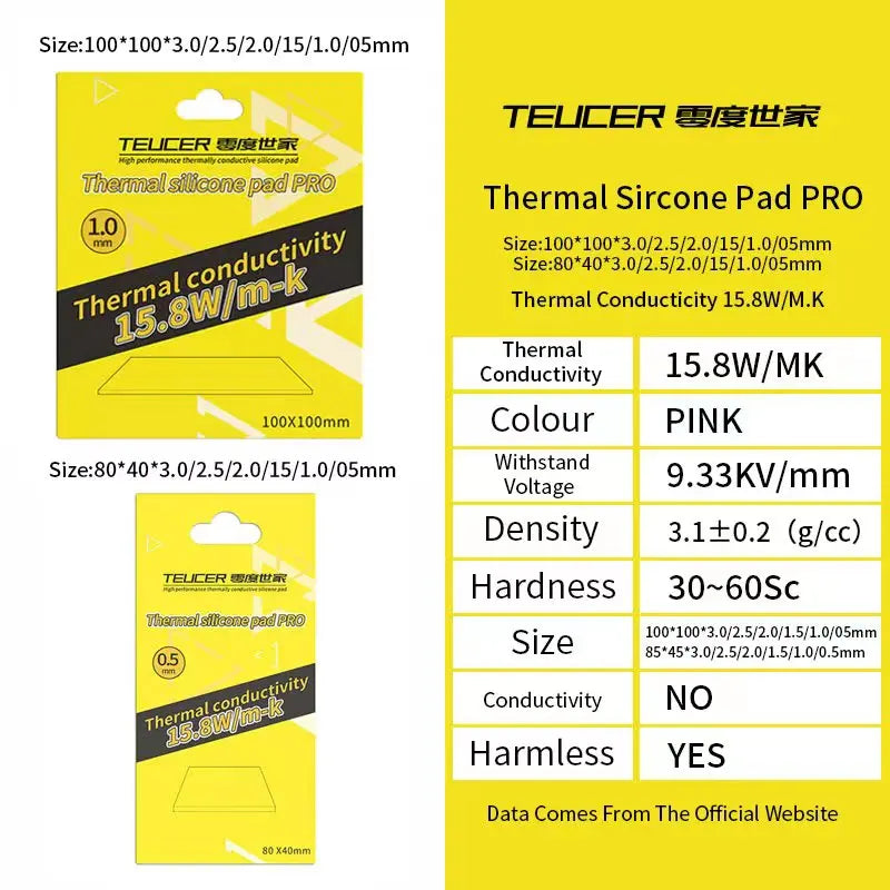 TEUCER 14.8W/mk Heat Conducting Thermal Pad Computer Laptop GPU VGA Card CPU Heatsink Cooling Conductive Silicone Grease Sheet