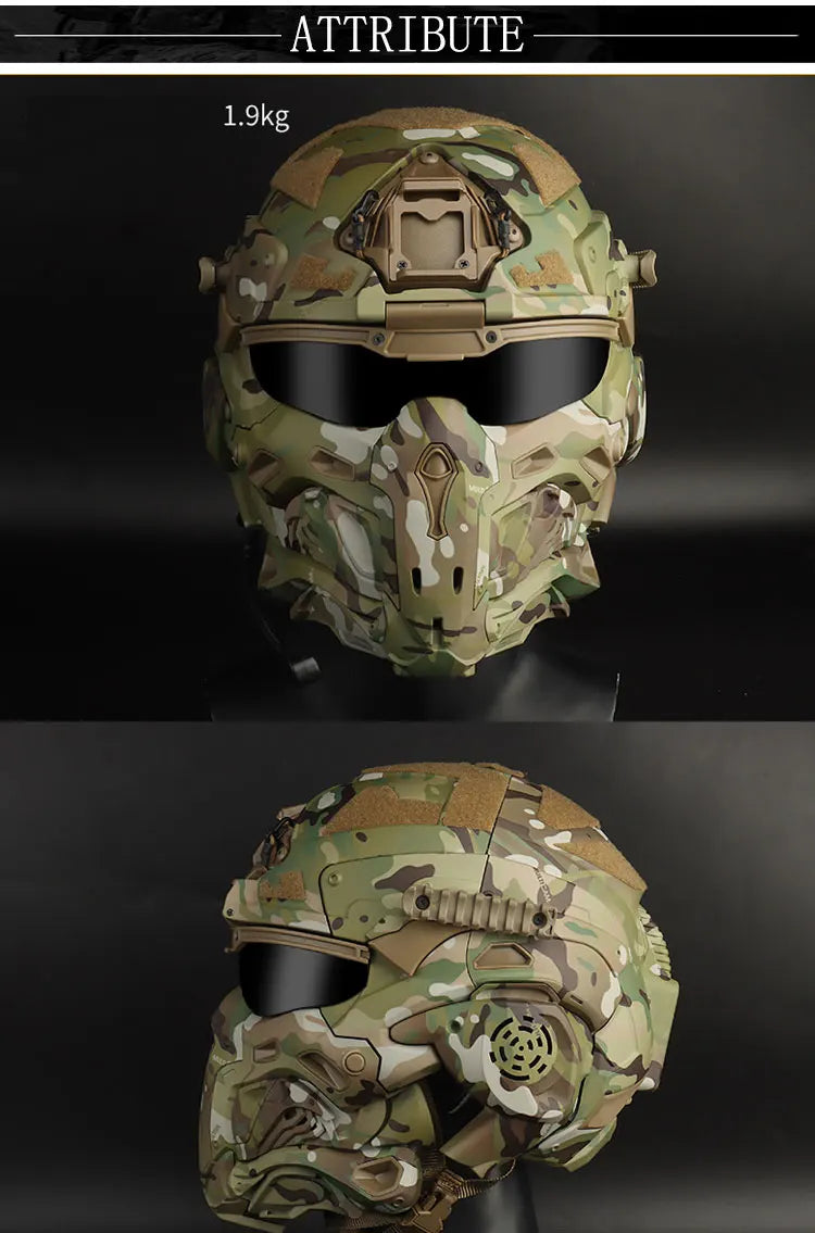 Tactical Assault Helmet with Fans and Headphone For Hunting Motorcycle Cosplay Protective Gear Full Covered Mask Fast Helmet