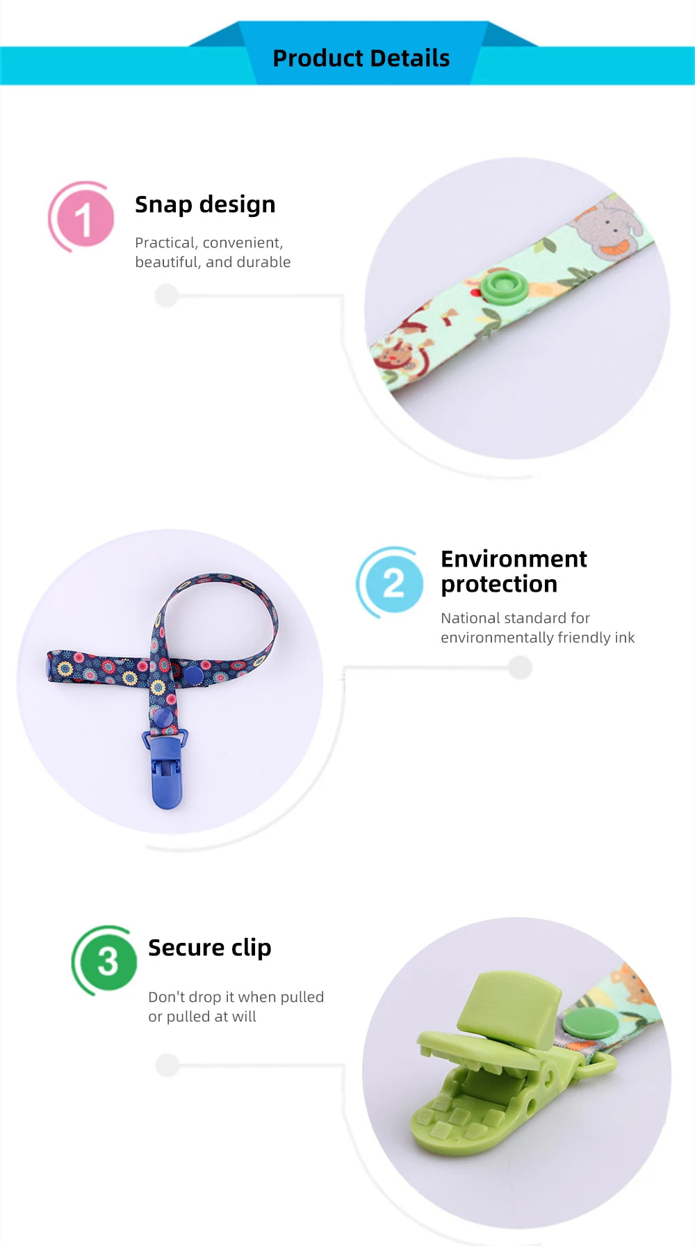 Baby Pacifier Clip Chain Ribbon Anti-lost Pacifier Holder Dummy Chains Toddler Nipple Soother Clips Baby Teether Toy Chew Gifts